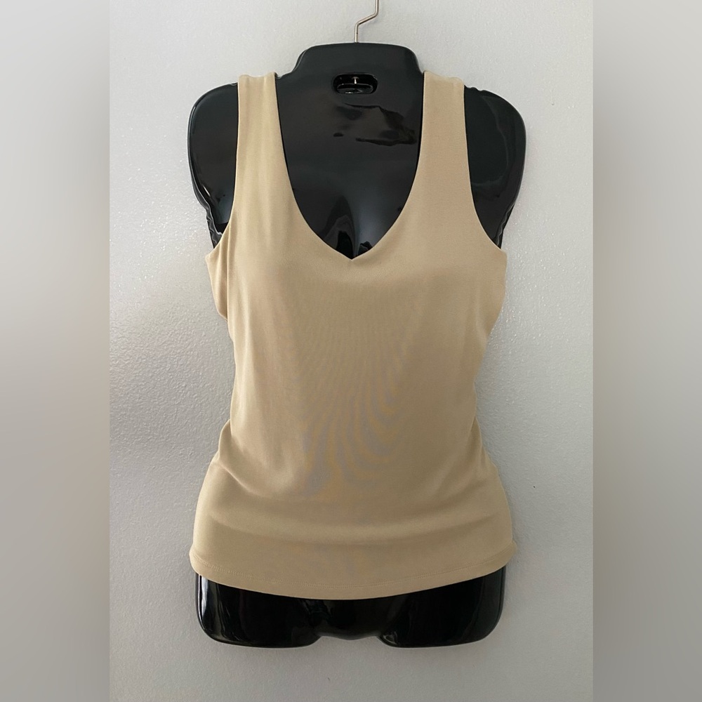 NWT CACHE Tan/ Beige Stretch Knit Tank Top,  Shirt Sz SM